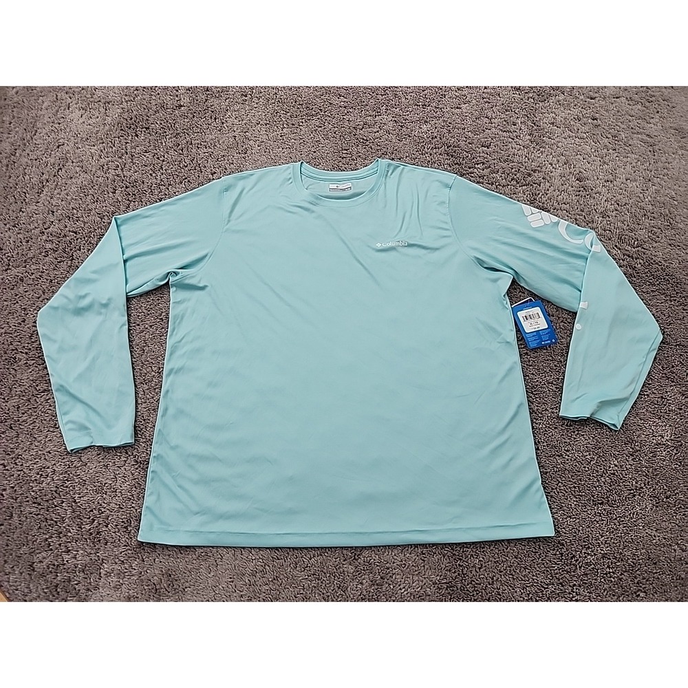Columbia Rapid Creek Shirt Mens XL Aqua Blue Long Sleeve Omni-Shade Outdoor NWT